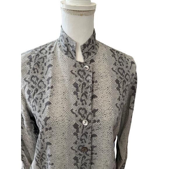 Mel & Lisa Gray Silk Snake Print Jacket Blazer 4 - Picture 2 of 6